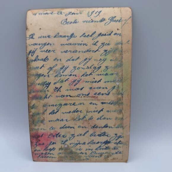 Rex Antique Romantic Postcard 1919 Sepia French Couple Illustration Note Love - Picture 4 of 6